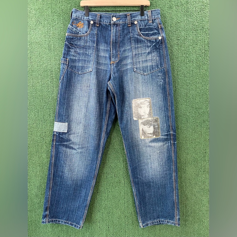 Vintage Y2K Makaveli Tupac Baggy Denim Jeans Men’s Size 34